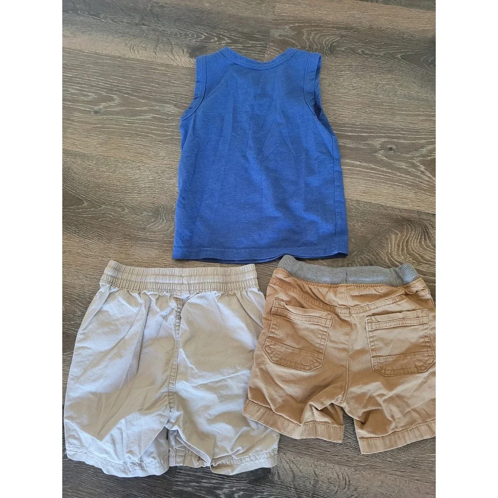 Cat & Jack Old Navy Toddler Boys 2T Summer Bundle‎ Shark Tank Top Shorts 3pc #5